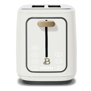 Beautiful 2 Slot Toaster with Touch-Activated Display, White Icing.